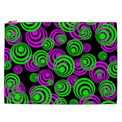 Neon Green And Pink Circles Cosmetic Bag (xxl)  by PodArtist