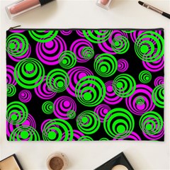 Neon Green And Pink Circles Cosmetic Bag (xxxl)  by PodArtist