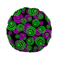 Neon Green And Pink Circles Standard 15  Premium Round Cushions by PodArtist