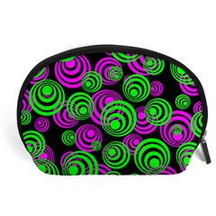 Neon Green And Pink Circles Accessory Pouches (large)  by PodArtist