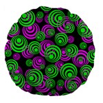 Neon Green and Pink Circles Large 18  Premium Flano Round Cushions Front