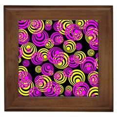 Neon Yellow And Hot Pink Circles Framed Tiles by PodArtist