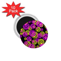 Neon Yellow And Hot Pink Circles 1 75  Magnets (10 Pack)  by PodArtist