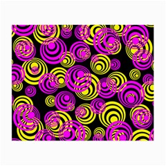 Neon Yellow And Hot Pink Circles Small Glasses Cloth by PodArtist