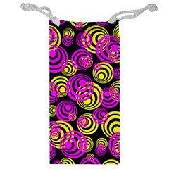 Neon Yellow And Hot Pink Circles Jewelry Bag by PodArtist