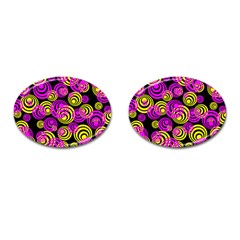 Neon Yellow And Hot Pink Circles Cufflinks (oval) by PodArtist