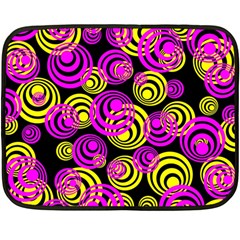 Neon Yellow And Hot Pink Circles Fleece Blanket (mini) by PodArtist