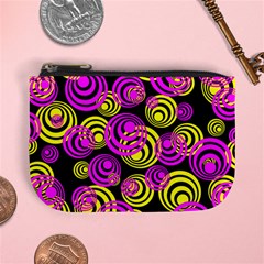 Neon Yellow And Hot Pink Circles Mini Coin Purses by PodArtist