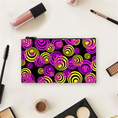 Neon Yellow And Hot Pink Circles Cosmetic Bag (small)  by PodArtist