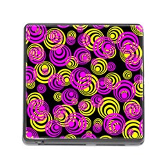 Neon Yellow And Hot Pink Circles Memory Card Reader (square) by PodArtist