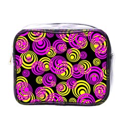 Neon Yellow And Hot Pink Circles Mini Toiletries Bags by PodArtist