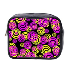 Neon Yellow And Hot Pink Circles Mini Toiletries Bag 2-side by PodArtist