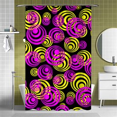 Neon Yellow And Hot Pink Circles Shower Curtain 48  X 72  (small)  by PodArtist