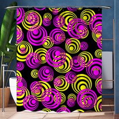 Neon Yellow And Hot Pink Circles Shower Curtain 60  X 72  (medium)  by PodArtist