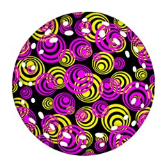 Neon Yellow And Hot Pink Circles Round Filigree Ornament (two Sides) by PodArtist