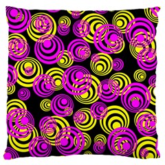 Neon Yellow And Hot Pink Circles Standard Flano Cushion Case (one Side) by PodArtist