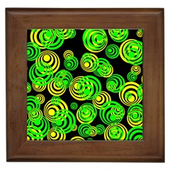 Neon Yellow And Green Circles On Black Framed Tiles by PodArtist