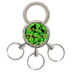 Neon Yellow And Green Circles On Black 3-ring Key Chains