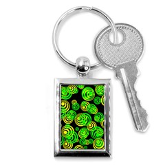 Neon Yellow And Green Circles On Black Key Chains (rectangle)  by PodArtist