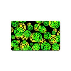 Neon Yellow And Green Circles On Black Magnet (name Card) by PodArtist