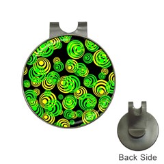 Neon Yellow And Green Circles On Black Hat Clips With Golf Markers by PodArtist