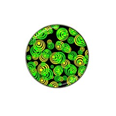 Neon Yellow And Green Circles On Black Hat Clip Ball Marker (4 Pack) by PodArtist