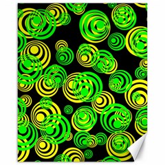 Neon Yellow And Green Circles On Black Canvas 16  X 20   by PodArtist