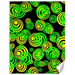 Neon Yellow And Green Circles On Black Canvas 18  X 24   by PodArtist