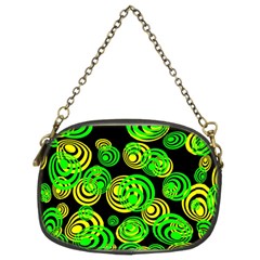 Neon Yellow And Green Circles On Black Chain Purses (two Sides)  by PodArtist