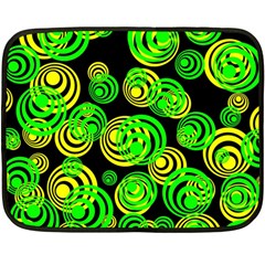 Neon Yellow And Green Circles On Black Double Sided Fleece Blanket (mini)  by PodArtist