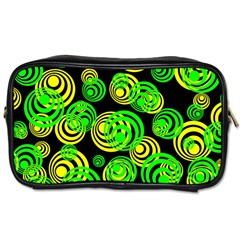 Neon Yellow And Green Circles On Black Toiletries Bags 2-side by PodArtist