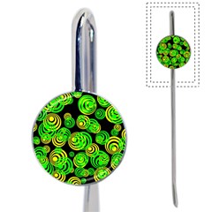 Neon Yellow And Green Circles On Black Book Mark by PodArtist