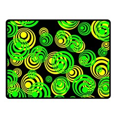 Neon Yellow And Green Circles On Black Fleece Blanket (small)