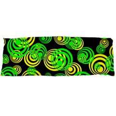 Neon Yellow And Green Circles On Black Body Pillow Case Dakimakura (two Sides) by PodArtist