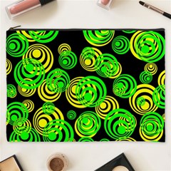 Neon Yellow And Green Circles On Black Cosmetic Bag (xxxl)  by PodArtist