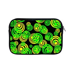 Neon Yellow And Green Circles On Black Apple Ipad Mini Zipper Cases by PodArtist