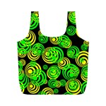 Neon yellow and Green Circles on Black Full Print Recycle Bags (M)  Front