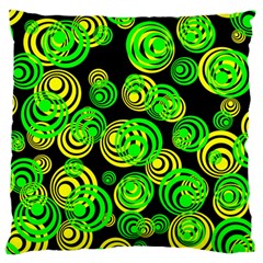 Neon Yellow And Green Circles On Black Standard Flano Cushion Case (one Side) by PodArtist