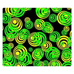 Neon Yellow And Green Circles On Black Double Sided Flano Blanket (small)  by PodArtist