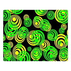 Neon Yellow And Green Circles On Black Double Sided Flano Blanket (large)  by PodArtist