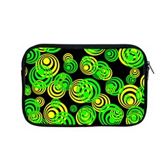 Neon Yellow And Green Circles On Black Apple Macbook Pro 13  Zipper Case by PodArtist