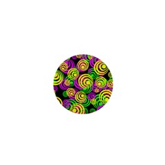 Bright Yellow Pink And Green Neon Circles 1  Mini Buttons by PodArtist