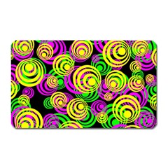 Bright Yellow Pink And Green Neon Circles Magnet (rectangular) by PodArtist