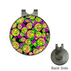 Bright Yellow Pink And Green Neon Circles Hat Clips With Golf Markers by PodArtist