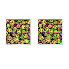 Bright Yellow Pink And Green Neon Circles Cufflinks (square) by PodArtist