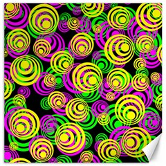 Bright Yellow Pink And Green Neon Circles Canvas 12  X 12   by PodArtist