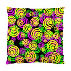 Bright Yellow Pink And Green Neon Circles Standard Cushion Case (one Side) by PodArtist