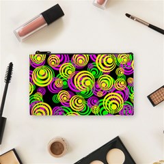 Bright Yellow Pink And Green Neon Circles Cosmetic Bag (small)  by PodArtist