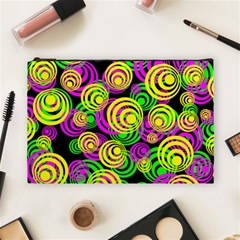 Bright Yellow Pink And Green Neon Circles Cosmetic Bag (large)  by PodArtist