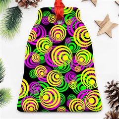 Bright Yellow Pink And Green Neon Circles Ornament (bell) by PodArtist